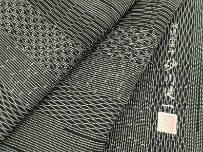 平和屋着物●伝統工芸士 砂川健一　江戸小紋　吉祥間道　黒地　正絹　逸品　DABH0005op