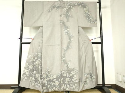 平和屋着物●本場縞大島紬　訪問着　更紗花文　暈し染め　三越扱い　正絹　逸品　DABH0008op