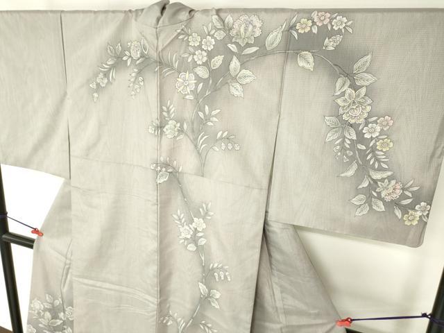 平和屋着物●本場縞大島紬　訪問着　更紗花文　暈し染め　三越扱い　正絹　逸品　DABH0008op
