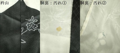 平和屋着物●訪問着　総絞り　枝花　黒地　正絹　逸品　DABH0013op