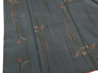 平和屋着物●本場大島紬　9マルキ　古代染色　純泥染　草花文　証紙付き　正絹　逸品　DABH0014op
