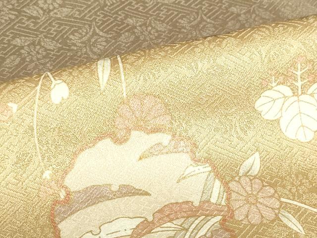 平和屋着物●訪問着　駒刺繍　絞り　雪輪花文　金彩　正絹　逸品　DABH0015op