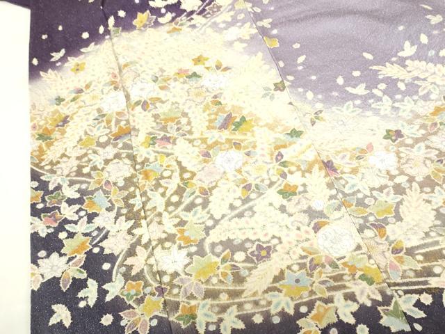 平和屋着物●訪問着　絞り　辻が花　暈し染め　金彩　金通し地　ロング丈　正絹　逸品　DABH0016op