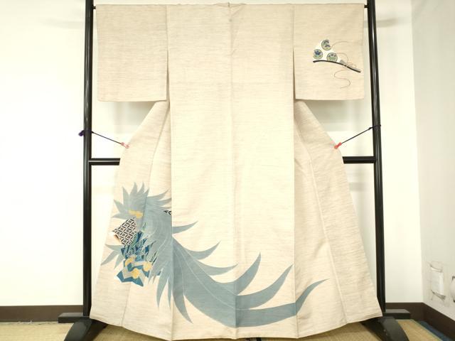 平和屋着物●訪問着　紬地　刺し子　歌舞伎　正絹　逸品　DABH0017op