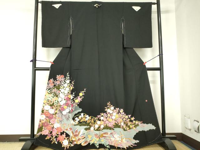 平和屋着物●本加賀友禅作家　矢田博　黒留袖　鴛鴦花文　金彩　正絹　逸品　未使用　DABH0022op