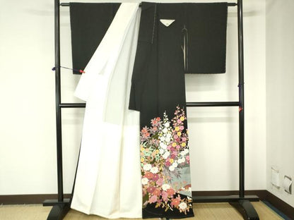 平和屋着物●本加賀友禅作家　矢田博　黒留袖　鴛鴦花文　金彩　正絹　逸品　未使用　DABH0022op
