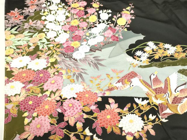 平和屋着物●本加賀友禅作家　矢田博　黒留袖　鴛鴦花文　金彩　正絹　逸品　未使用　DABH0022op
