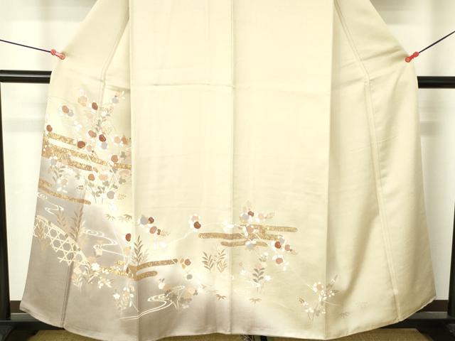 平和屋着物●訪問着　駒刺繍　霞草花文　暈し染め　金彩　三越扱い　正絹　逸品　DABH0026op
