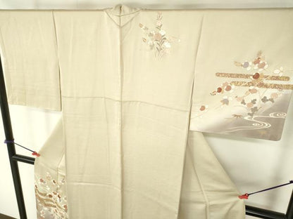平和屋着物●訪問着　駒刺繍　霞草花文　暈し染め　金彩　三越扱い　正絹　逸品　DABH0026op
