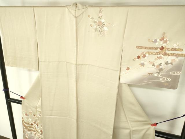 平和屋着物●訪問着　駒刺繍　霞草花文　暈し染め　金彩　三越扱い　正絹　逸品　DABH0026op