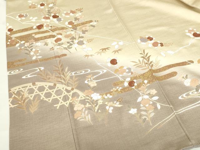 平和屋着物●訪問着　駒刺繍　霞草花文　暈し染め　金彩　三越扱い　正絹　逸品　DABH0026op