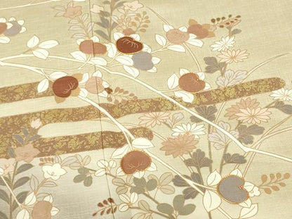 平和屋着物●訪問着　駒刺繍　霞草花文　暈し染め　金彩　三越扱い　正絹　逸品　DABH0026op