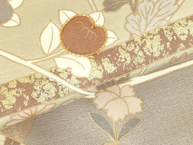 平和屋着物●訪問着　駒刺繍　霞草花文　暈し染め　金彩　三越扱い　正絹　逸品　DABH0026op