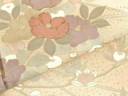 平和屋着物●訪問着　駒刺繍　舞蝶花文　暈し染め　金彩　正絹　逸品　DABH0027op