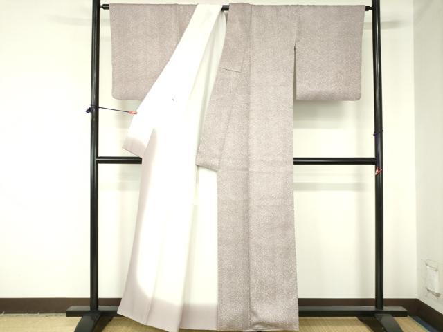平和屋着物●名門　藤娘きぬたや・総絞り・杢目絞り　小紋　菱文　正絹　逸品　DABH0028op