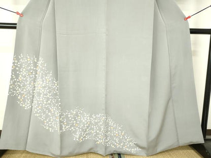 平和屋着物●訪問着　駒刺繍　枝梅　金彩　正絹　逸品　DABH0031op