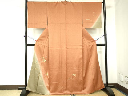 平和屋着物●訪問着　南天蔦の葉文　暈し染め　金銀彩　正絹　逸品　DABH0032op