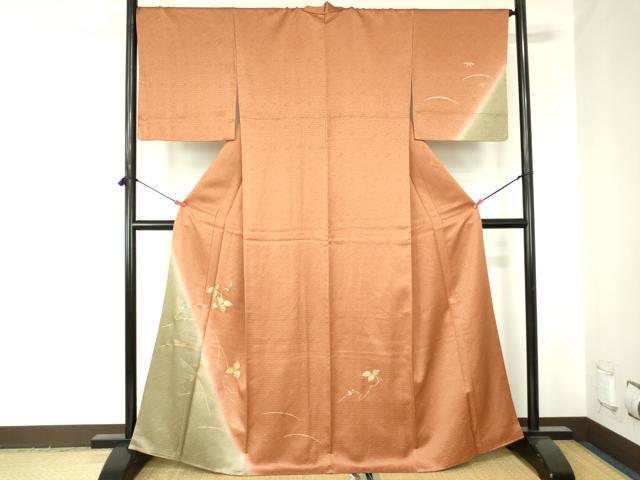 平和屋着物●訪問着　南天蔦の葉文　暈し染め　金銀彩　正絹　逸品　DABH0032op