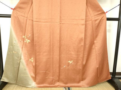 平和屋着物●訪問着　南天蔦の葉文　暈し染め　金銀彩　正絹　逸品　DABH0032op