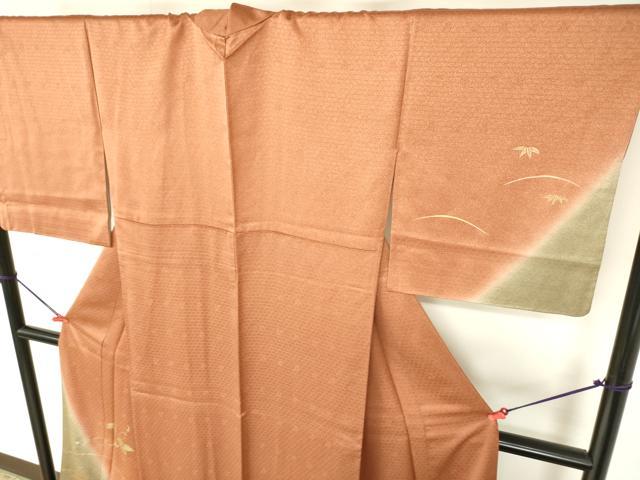 平和屋着物●訪問着　南天蔦の葉文　暈し染め　金銀彩　正絹　逸品　DABH0032op