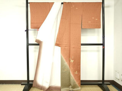 平和屋着物●訪問着　南天蔦の葉文　暈し染め　金銀彩　正絹　逸品　DABH0032op