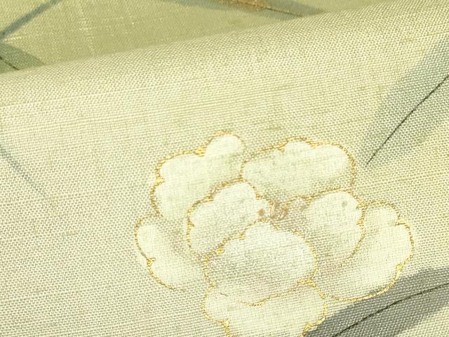 平和屋着物●訪問着　紬地　手描き　草花　暈し染め　金彩　正絹　逸品　DABH0033op