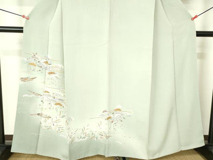 平和屋着物●訪問着　駒刺繍　小舟松文　暈し染め　金彩　正絹　逸品　DABH0034op