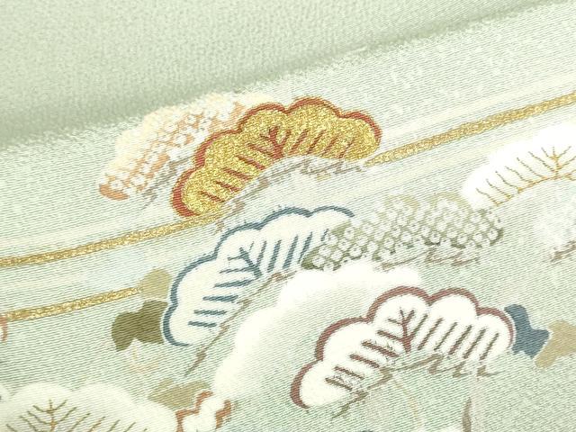 平和屋着物●訪問着　駒刺繍　小舟松文　暈し染め　金彩　正絹　逸品　DABH0034op
