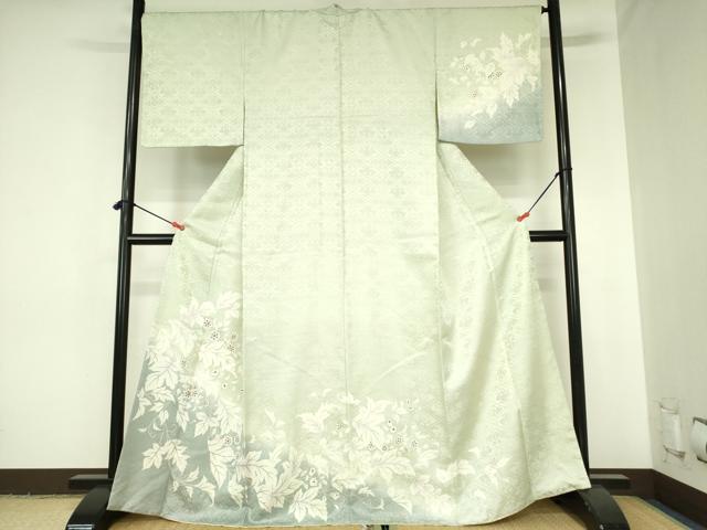 平和屋着物●訪問着　駒刺繍　草花文　暈し染め　金彩　正絹　逸品　DABH0038op