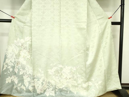 平和屋着物●訪問着　駒刺繍　草花文　暈し染め　金彩　正絹　逸品　DABH0038op
