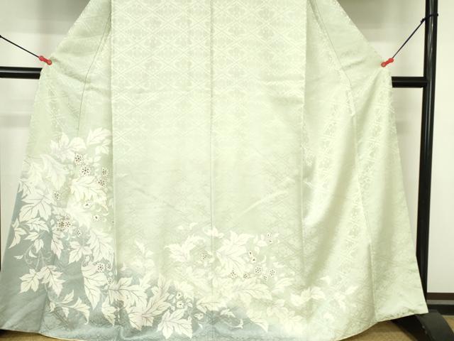 平和屋着物●訪問着　駒刺繍　草花文　暈し染め　金彩　正絹　逸品　DABH0038op