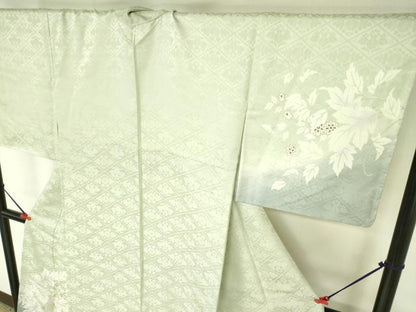 平和屋着物●訪問着　駒刺繍　草花文　暈し染め　金彩　正絹　逸品　DABH0038op