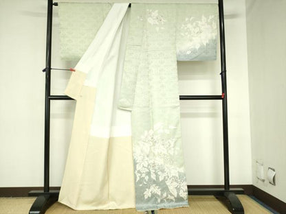 平和屋着物●訪問着　駒刺繍　草花文　暈し染め　金彩　正絹　逸品　DABH0038op