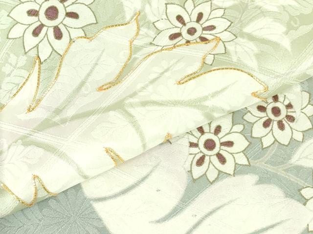 平和屋着物●訪問着　駒刺繍　草花文　暈し染め　金彩　正絹　逸品　DABH0038op