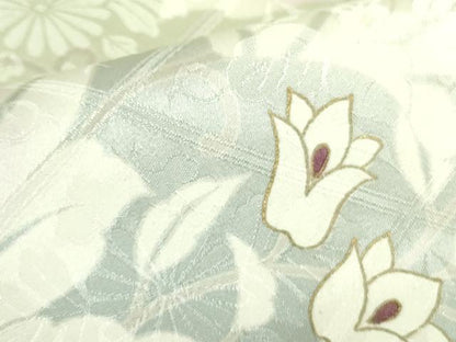 平和屋着物●訪問着　駒刺繍　草花文　暈し染め　金彩　正絹　逸品　DABH0038op