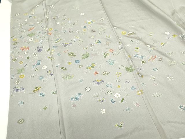 平和屋着物●訪問着　宝尽くし花文　金彩　正絹　逸品　DABH0039op