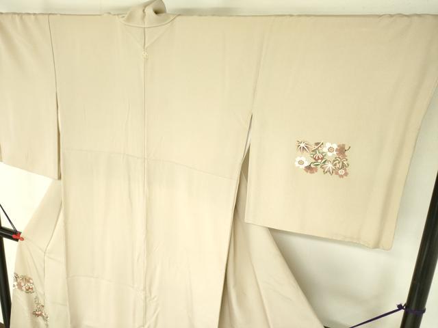 平和屋着物●訪問着　駒刺繍　草花文　金彩　正絹　逸品　DABH0040op