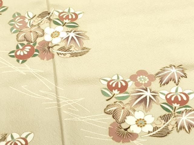 平和屋着物●訪問着　駒刺繍　草花文　金彩　正絹　逸品　DABH0040op