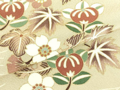 平和屋着物●訪問着　駒刺繍　草花文　金彩　正絹　逸品　DABH0040op