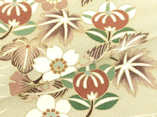 平和屋着物●訪問着　駒刺繍　草花文　金彩　正絹　逸品　DABH0040op