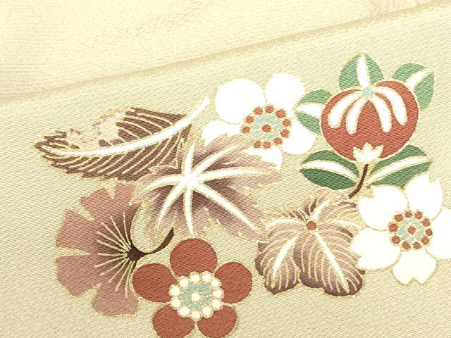 平和屋着物●訪問着　駒刺繍　草花文　金彩　正絹　逸品　DABH0040op