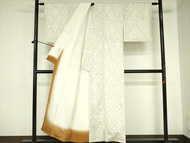 平和屋着物▼本場大島紬　白大島　7マルキ　網目文　正絹　逸品　DABH0041op