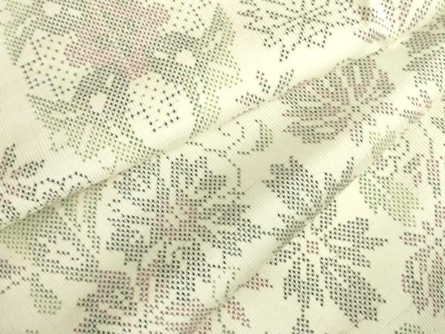 平和屋着物●本場大島紬　白大島　7マルキ　洋花文　正絹　逸品　DABH0044op