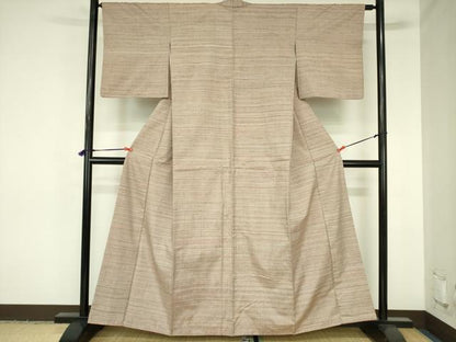 平和屋着物●上質な紬　横段文　正絹　逸品　DABH0050op
