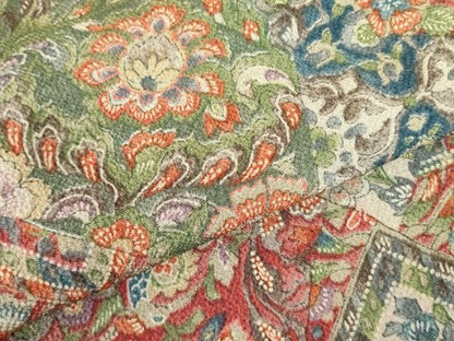 平和屋着物●上質な小紋　更紗花文　鬼しぼ縮緬　正絹　逸品　未使用　DABH0052op