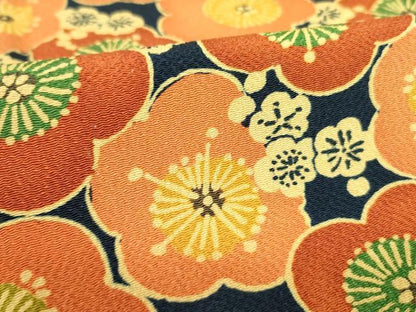 平和屋着物●上質な小紋　型染　梅尽くし　鬼しぼ縮緬　正絹　逸品　DABH0053op