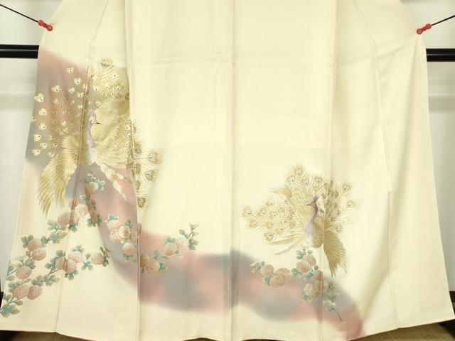 平和屋着物●訪問着　孔雀花文　暈し染め　金銀彩　正絹　逸品　DABH0054op