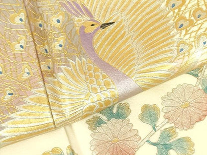 平和屋着物●訪問着　孔雀花文　暈し染め　金銀彩　正絹　逸品　DABH0054op