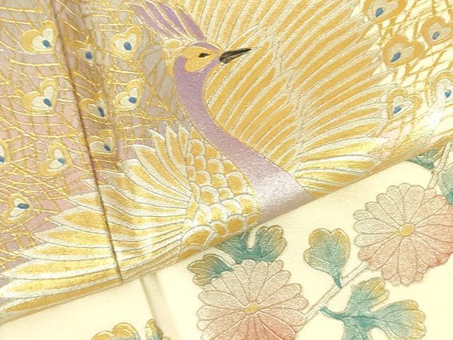 平和屋着物●訪問着　孔雀花文　暈し染め　金銀彩　正絹　逸品　DABH0054op