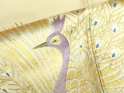 平和屋着物●訪問着　孔雀花文　暈し染め　金銀彩　正絹　逸品　DABH0054op